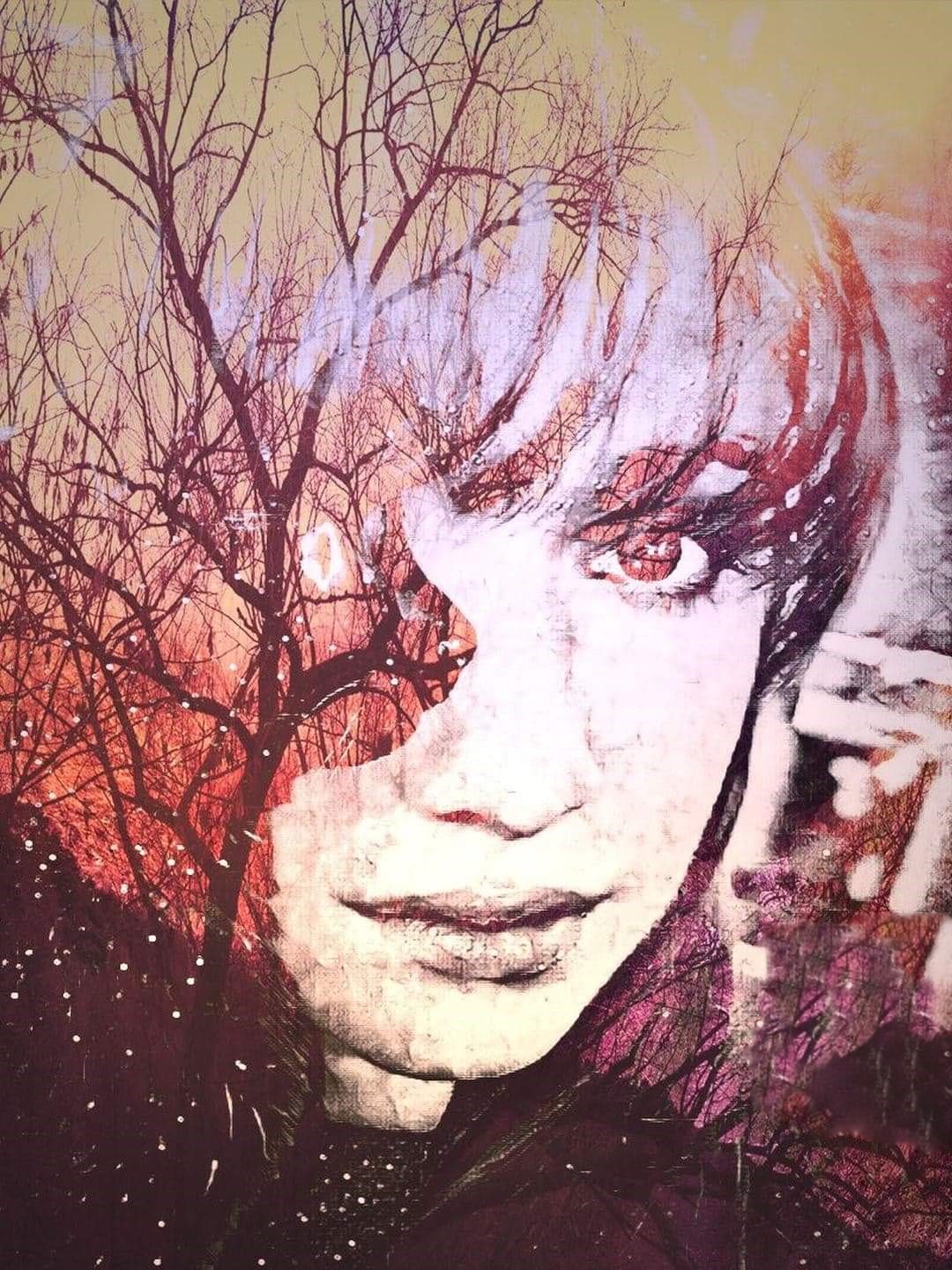 graphic art photo of amber and trees